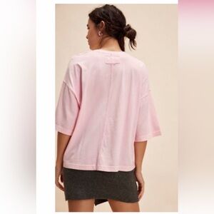 Free People NWT Perfect Oversized Tee Size XS in Pink A Boo